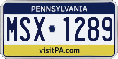 PA license plate MSX1289