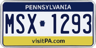 PA license plate MSX1293