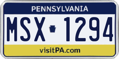 PA license plate MSX1294