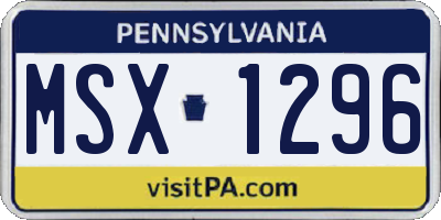 PA license plate MSX1296