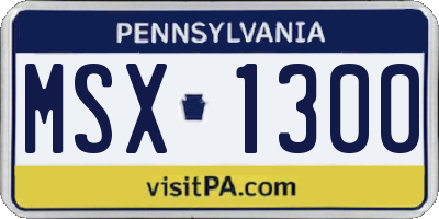 PA license plate MSX1300