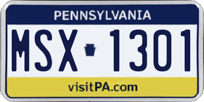PA license plate MSX1301