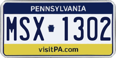 PA license plate MSX1302