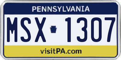 PA license plate MSX1307