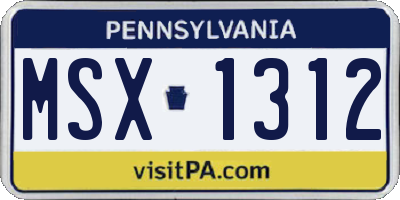 PA license plate MSX1312