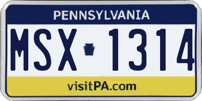 PA license plate MSX1314
