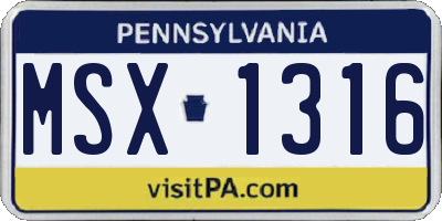 PA license plate MSX1316