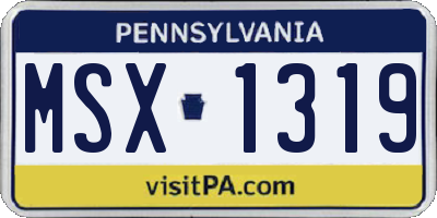 PA license plate MSX1319