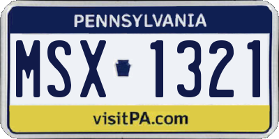 PA license plate MSX1321