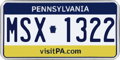 PA license plate MSX1322