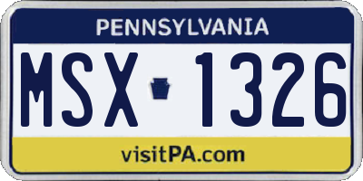 PA license plate MSX1326