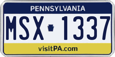 PA license plate MSX1337