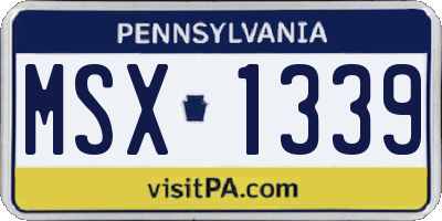 PA license plate MSX1339