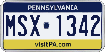 PA license plate MSX1342