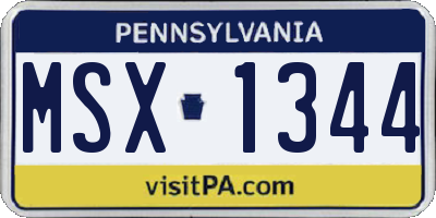 PA license plate MSX1344