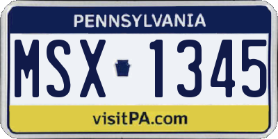 PA license plate MSX1345