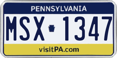 PA license plate MSX1347