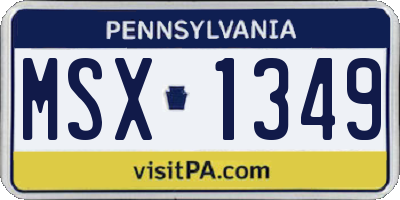 PA license plate MSX1349