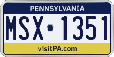 PA license plate MSX1351