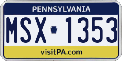 PA license plate MSX1353
