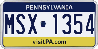 PA license plate MSX1354