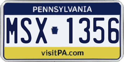 PA license plate MSX1356