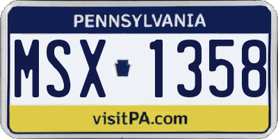 PA license plate MSX1358