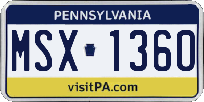 PA license plate MSX1360