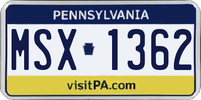 PA license plate MSX1362