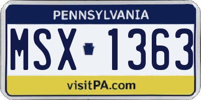 PA license plate MSX1363