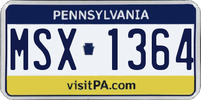 PA license plate MSX1364