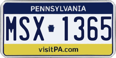 PA license plate MSX1365