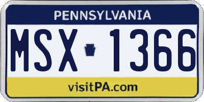 PA license plate MSX1366