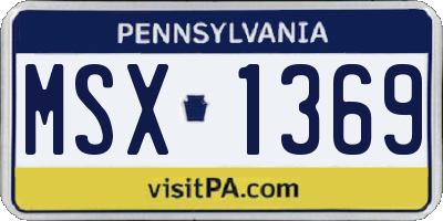 PA license plate MSX1369