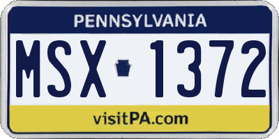 PA license plate MSX1372