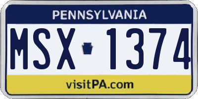 PA license plate MSX1374