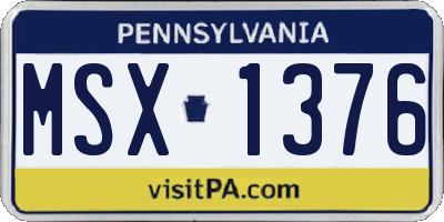 PA license plate MSX1376