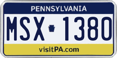 PA license plate MSX1380