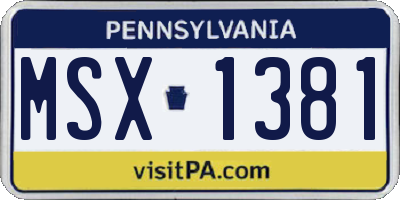 PA license plate MSX1381