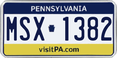 PA license plate MSX1382