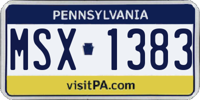 PA license plate MSX1383