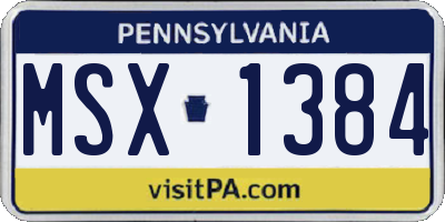 PA license plate MSX1384