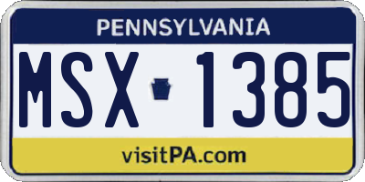 PA license plate MSX1385
