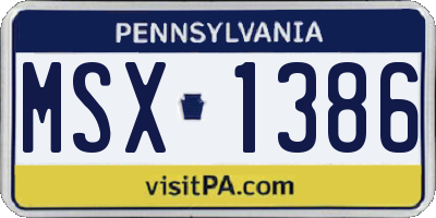 PA license plate MSX1386