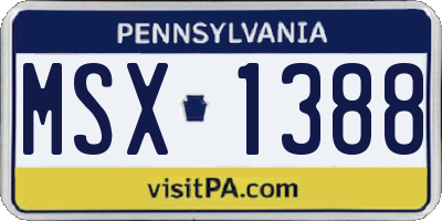 PA license plate MSX1388