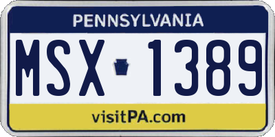 PA license plate MSX1389