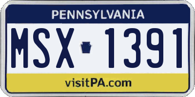 PA license plate MSX1391