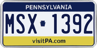 PA license plate MSX1392