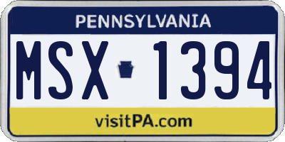 PA license plate MSX1394