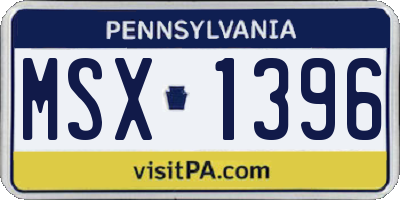 PA license plate MSX1396